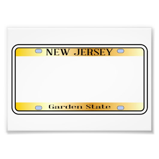 Blank New Jersey Staat License Plate Fotodruck (Vorne)