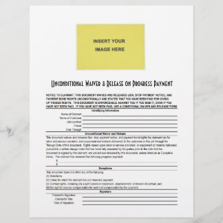 Blank non bedingter Waiver Release Pro Bezahlung