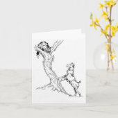 Blank Note Card Design spielend Cat & Dog Sarr Karte (Gelbe Blume)