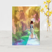 Blank Note Card, Walking the Dog Karte (Gelbe Blume)