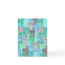 Blank-Notizkarte: Viele farbige Katzen