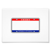 Blank Ohio License Fotodruck (Vorne)