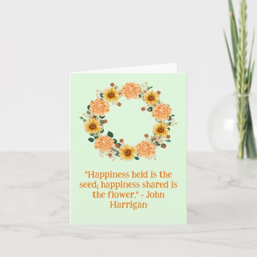 Blank Orange Blume Whimsical Floral Wreath Karte (Vorderseite)