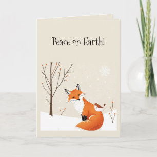 Blank Peace Earth Minimalistisch Fox Bird Animal Karte