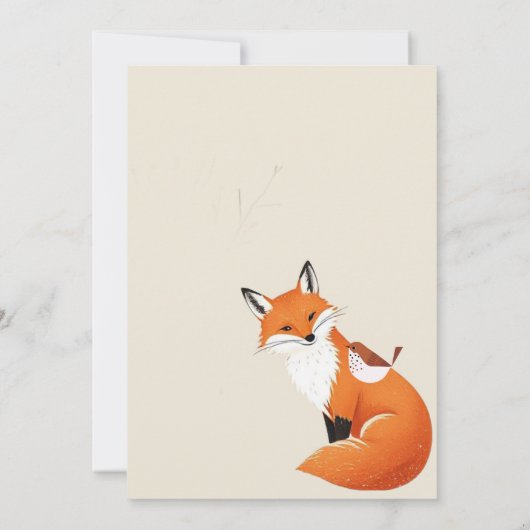 Blank Peace Earth Minimalistisch Fox Bird Animal Karte (Rückseite)