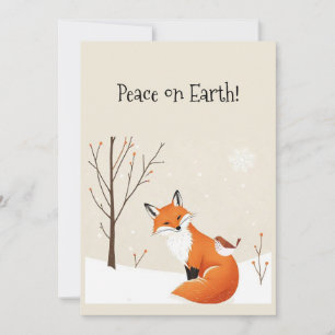 Blank Peace Earth Minimalistisch Fox Bird Animal Karte