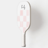 Blank Pink and White Checkerboard Personalized Pickleball Schläger (Links)