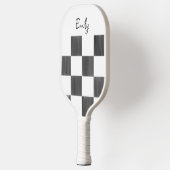 Blank Pink and White Checkerboard Personalized Pickleball Schläger (Links)
