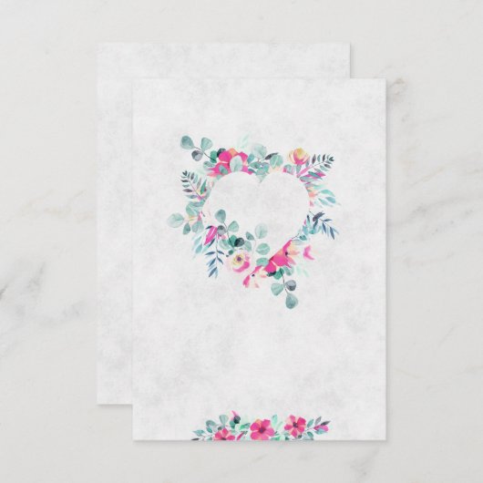 Blank Pink Aquarellherz Hochzeit Einladung (Vorne/Hinten)