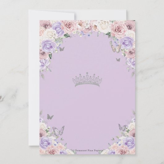 Blank Pink Lilac Weiße Blütensilber Quinceañera Einladung (Rückseite)