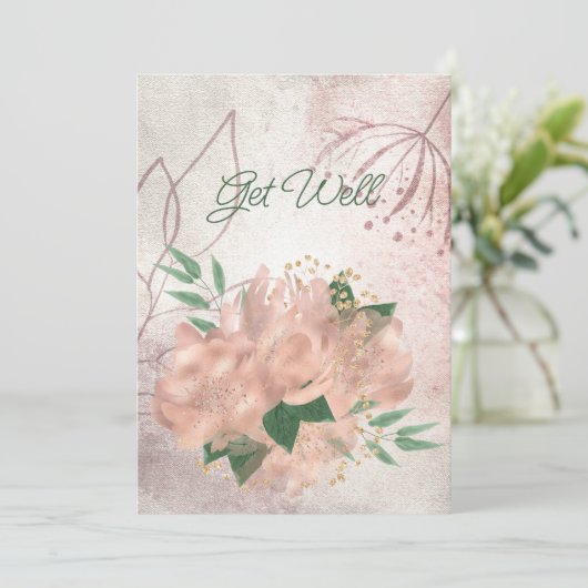 Blank Pink Satin Bloral bekommen gut bekannt Ankündigung (Stehend Vorderseite)