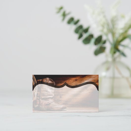 Blank Platzkarten Cowboy Boots Barn Wood Rustic Co (Stehend Vorderseite)