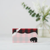 Blank Platzkarten Roter Karierter Bär (Stehend Vorderseite)