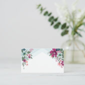 Blank Platzkarten tropische Blume auf Blue Ombre (Stehend Vorderseite)