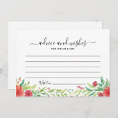 Blank Red Floral Wedding Guest Advice wünscht Card Einladung (Vorne/Hinten)