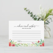 Blank Red Floral Wedding Guest Advice wünscht Card Einladung (Stehend Vorderseite)
