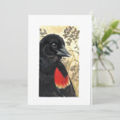Blank - Red Winged Black Bird Watercolor Dankeskarte (Stehend Vorderseite)