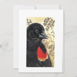 Blank - Red Winged Black Bird Watercolor Dankeskarte