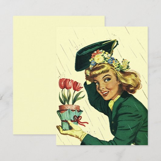 Blank Retro Dusche Party Baby oder Bridal Einladun Einladung (Vorne/Hinten)