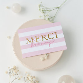 Blank rosa Streifen Merci gefaltet Danke Karten