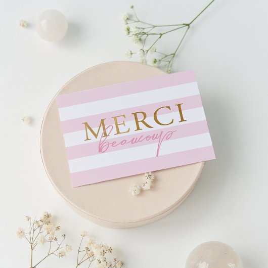 Blank rosa Streifen Merci gefaltet Danke Karten