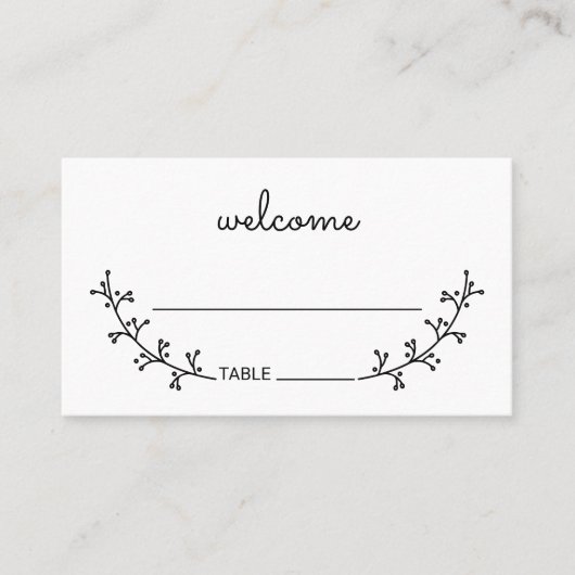 Blank Rustic Laurels Wedding Platzkarte (Vorderseite)