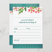 Blank Rustikale Wasserfarbe Trailing Petunias Gebu Einladung (Vorne/Hinten)