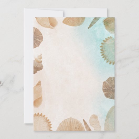 Blank Seaside Summer Blue Elegant Pretty Wedding Einladung (Vorderseite)