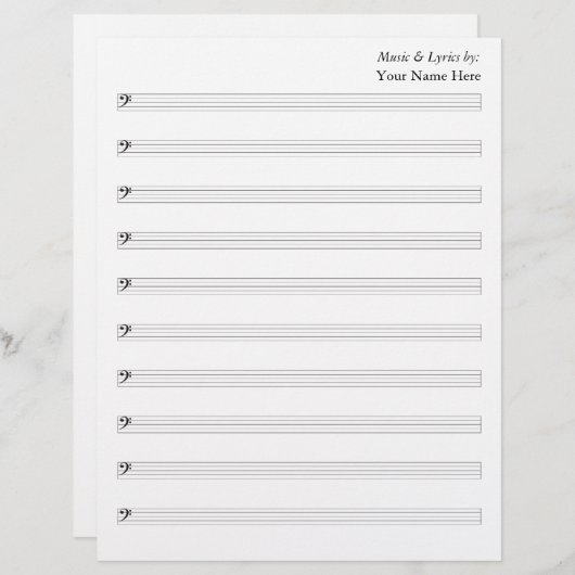 Blank Sheet Music 10 Bass Staves (Vorne/Hinten)