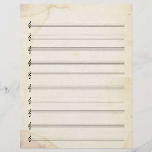 Blank Sheet Music 10 Stave Alt gesteinigtes Papier (Rückseite)