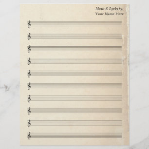 Blank Sheet Music 10 Stave Vintage Alte Buchseite