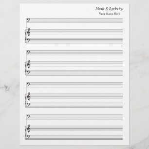 Blank Sheet Music 4 Stave Bass und Piano