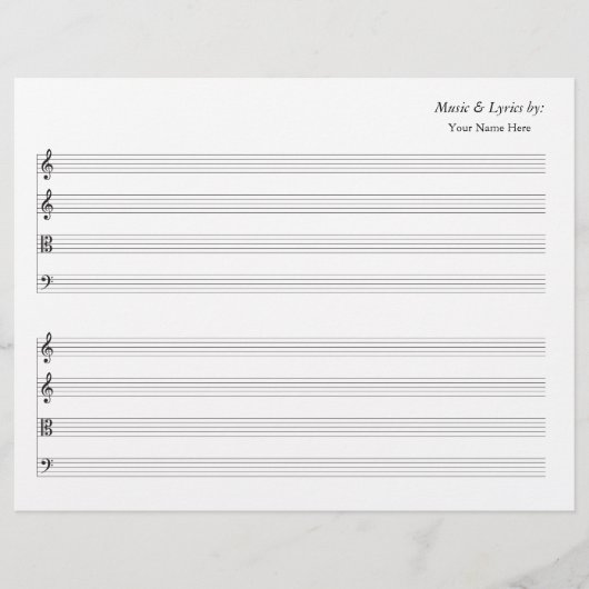 Blank Sheet Music 4 Stave String Quartett (Vorderseite)