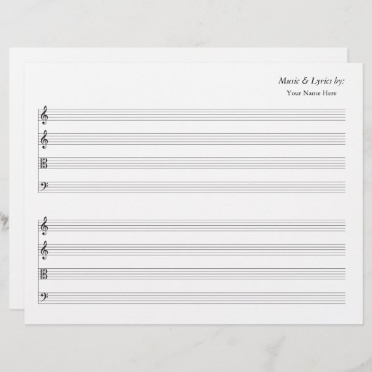 Blank Sheet Music 4 Stave String Quartett (Vorne/Hinten)