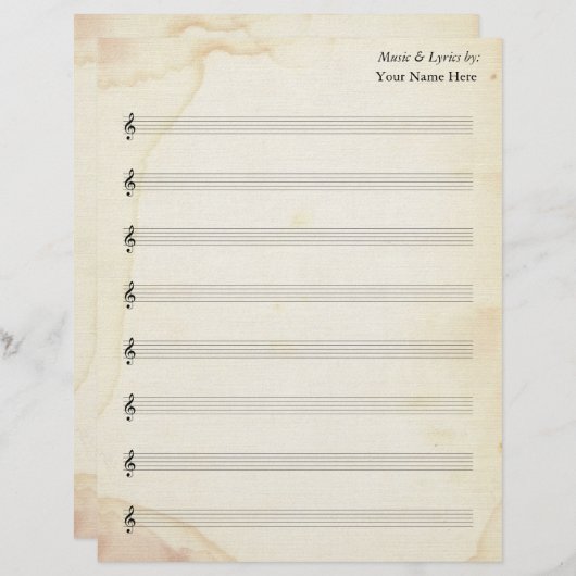 Blank Sheet Music 8 Stadium Altes Papier (Vorne/Hinten)