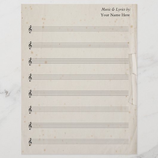 Blank Sheet Music 8 Stave Antique Torrent Paper (Vorderseite)