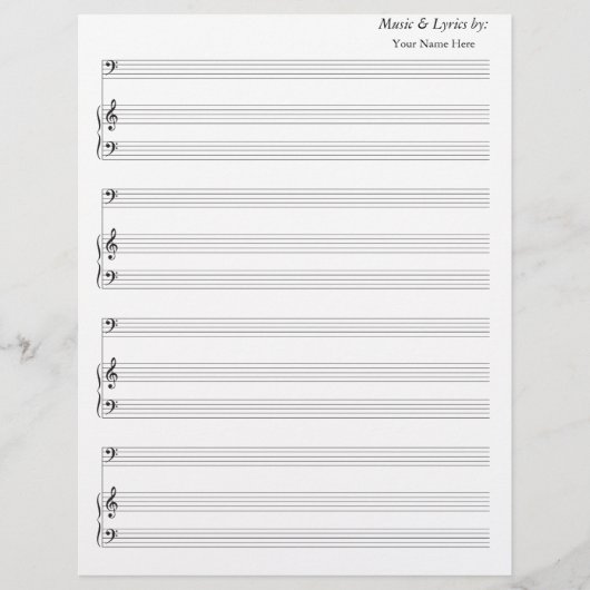 Blank Sheet Music Bass Clef (Vorderseite)