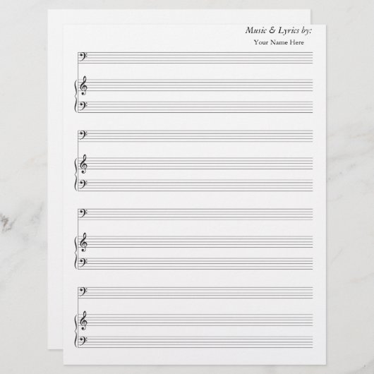 Blank Sheet Music Bass Clef (Vorne/Hinten)