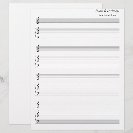 Blank Sheet Music Blank Piano Treble Clef (Vorne/Hinten)