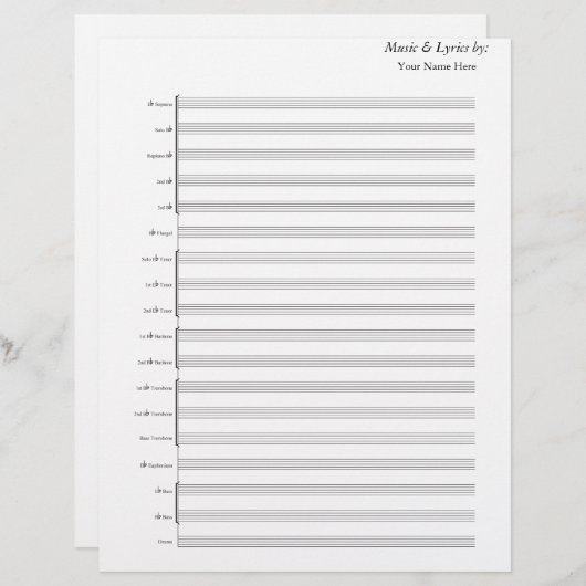 Blank Sheet Music Brass Band (Vorne/Hinten)