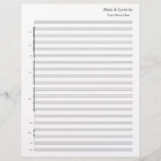 Blank Sheet Music Jazz Band (Vorderseite)