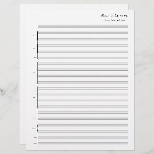 Blank Sheet Music Jazz Band (Vorne/Hinten)