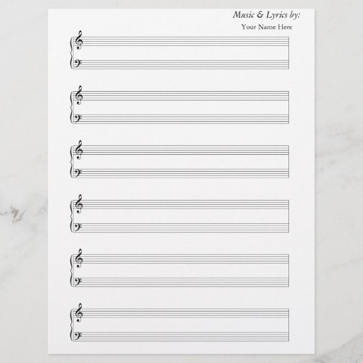 Blank Sheet Music Piano 6 Stave (Vorderseite)