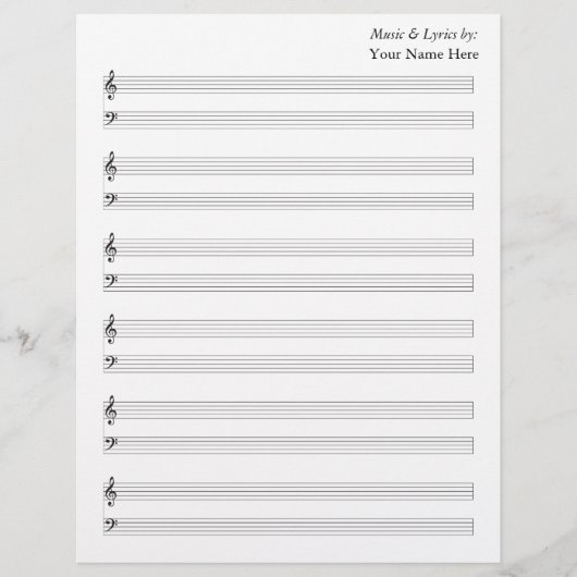 Blank Sheet Music Piano Staves (Vorderseite)