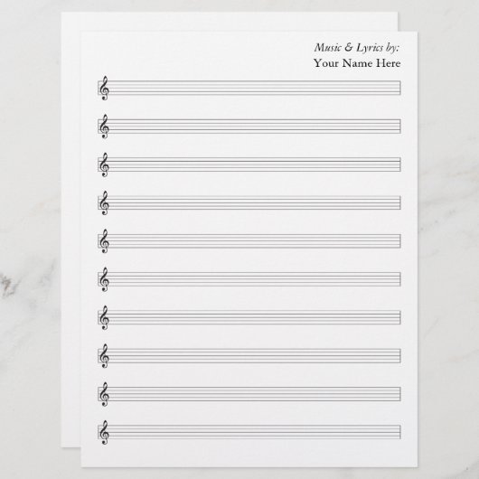 Blank Sheet Music Treble 10 Staves (Vorne/Hinten)