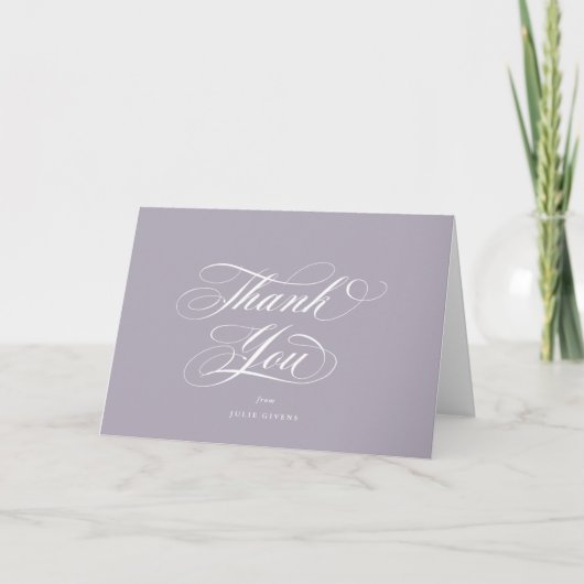 Blank Soft Lila Eleganter Script-Abschluss Dankeskarte (Vorderseite)