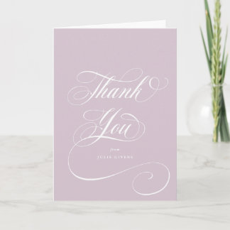 Blank Soft Pink Eleganter Script-Abschluss Dankeskarte