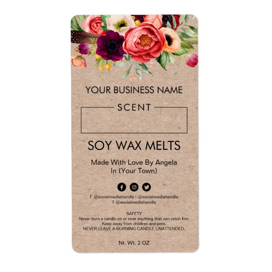 Blank Soy Wax Melt Labels mit Schreibfläche (Vorne)
