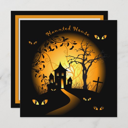 Blank Spuk Haus Einladung (Vorne/Hinten)