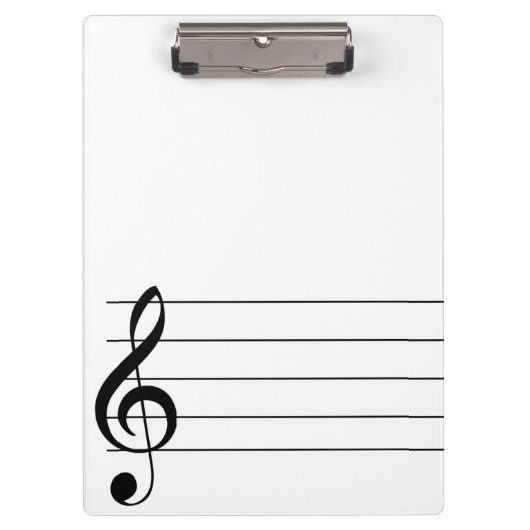 Blank Staff Tree Clef Musical Clipboard Klemmbrett (Vorderseite)